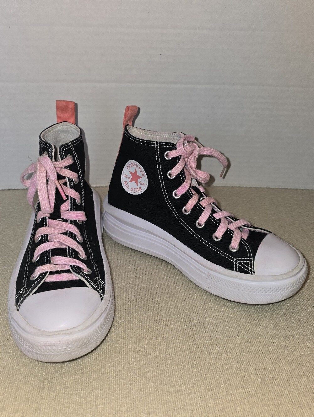 Converse Black/Pink High Top Platform Sneakers size 3Y